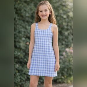 Old Navy Sz 10/12 Girls Blue Check Dress Gingham Pull Over Sleeveless NWT
